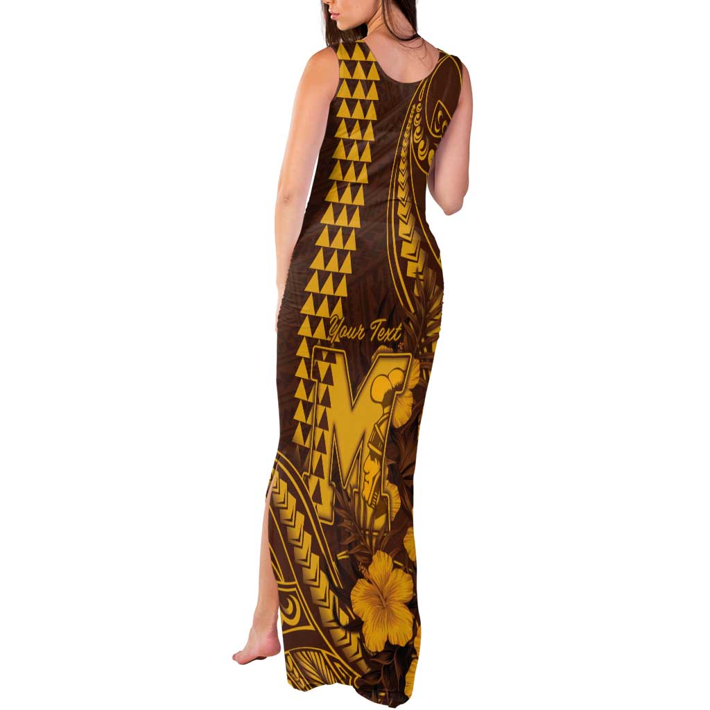 Personalised Hawaii Mililani High School Tank Maxi Dress Tribal Tattoo With Hibiscus Flowers LT05 - Polynesian Pride