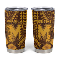 Personalised Hawaii Mililani High School Tumbler Cup Tribal Tattoo With Hibiscus Flowers LT05 Brown - Polynesian Pride