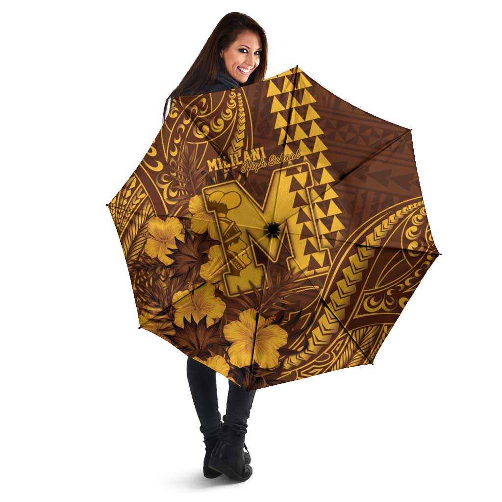 Hawaii Mililani High School Umbrella Tribal Tattoo With Hibiscus Flowers