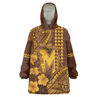 Personalised Hawaii Mililani High School Wearable Blanket Hoodie Tribal Tattoo With Hibiscus Flowers LT05 One Size Brown - Polynesian Pride