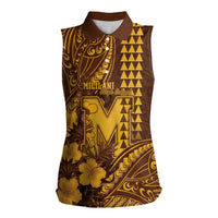 Personalised Hawaii Mililani High School Women Sleeveless Polo Shirt Tribal Tattoo With Hibiscus Flowers LT05 Female Brown - Polynesian Pride