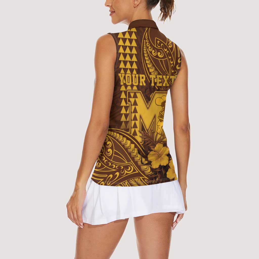 Personalised Hawaii Mililani High School Women Sleeveless Polo Shirt Tribal Tattoo With Hibiscus Flowers LT05 - Polynesian Pride