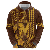 Personalised Hawaii Mililani High School Zip Hoodie Tribal Tattoo With Hibiscus Flowers LT05 - Polynesian Pride