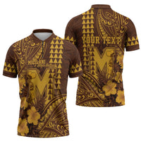 Personalised Hawaii Mililani High School Zipper Polo Shirt Tribal Tattoo With Hibiscus Flowers LT05 - Polynesian Pride