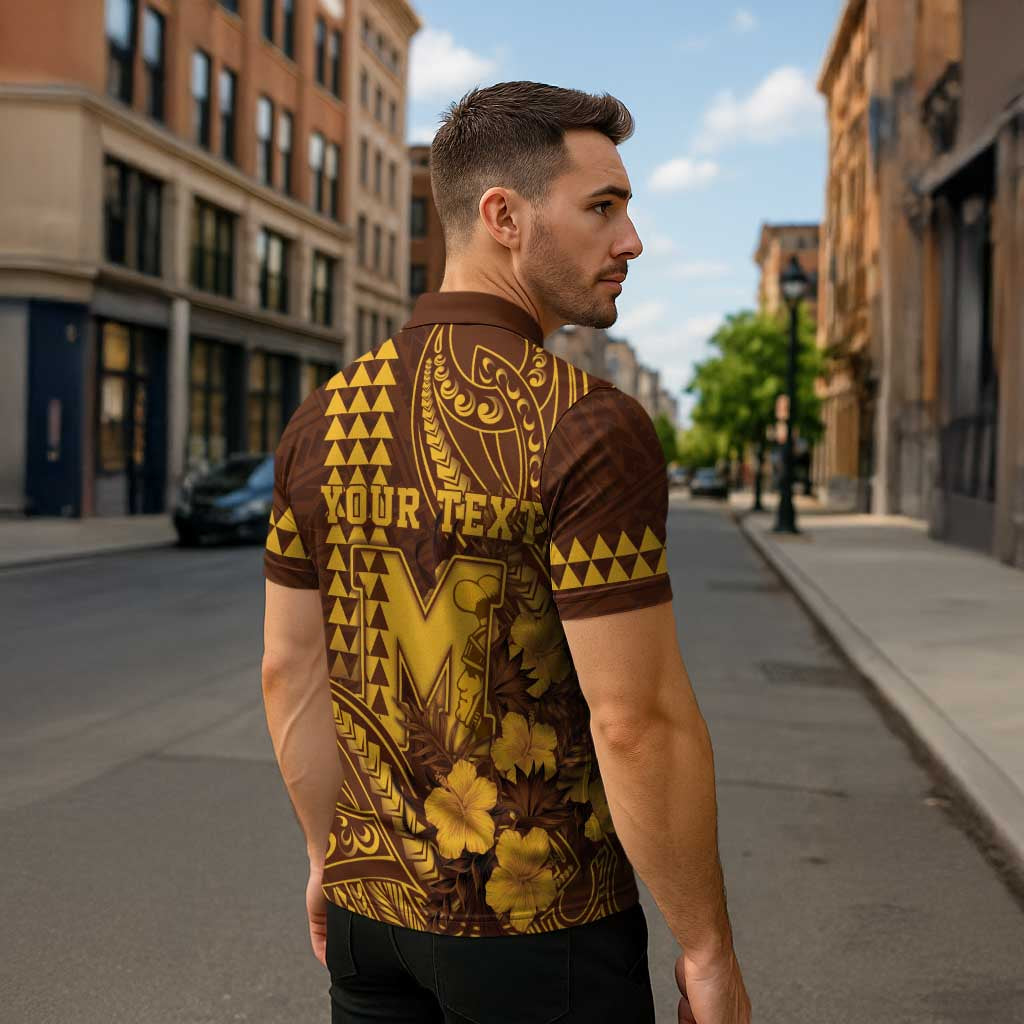 Personalised Hawaii Mililani High School Zipper Polo Shirt Tribal Tattoo With Hibiscus Flowers LT05 - Polynesian Pride