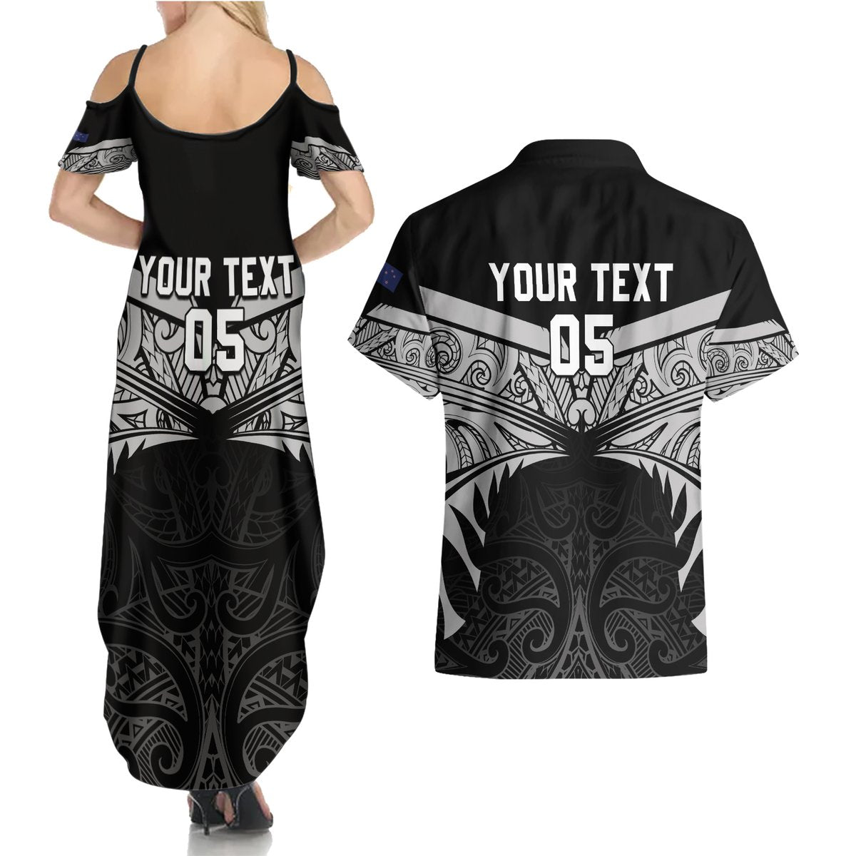 Custom New Zealand Cricket Couples Matching Summer Maxi Dress and Hawaiian Shirt Go Champions World Cup 2024 With Maori Pattern LT05 - Polynesian Pride