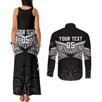 Custom New Zealand Cricket Couples Matching Tank Maxi Dress and Long Sleeve Button Shirt Go Champions World Cup 2024 With Maori Pattern LT05 - Polynesian Pride