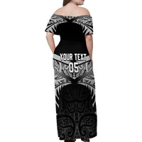 Custom New Zealand Cricket Family Matching Off Shoulder Maxi Dress and Hawaiian Shirt Go Champions World Cup 2024 With Maori Pattern LT05 - Polynesian Pride