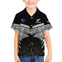 Custom New Zealand Cricket Family Matching Puletasi and Hawaiian Shirt Go Champions World Cup 2024 With Maori Pattern LT05 Son's Shirt Black - Polynesian Pride