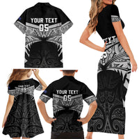 Custom New Zealand Cricket Family Matching Short Sleeve Bodycon Dress and Hawaiian Shirt Go Champions World Cup 2024 With Maori Pattern LT05 - Polynesian Pride