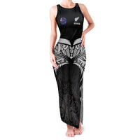 Custom New Zealand Cricket Family Matching Tank Maxi Dress and Hawaiian Shirt Go Champions World Cup 2024 With Maori Pattern LT05 Mom's Dress Black - Polynesian Pride