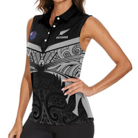 Custom New Zealand Cricket Women Sleeveless Polo Shirt Go Champions World Cup 2024 With Maori Pattern LT05 - Polynesian Pride