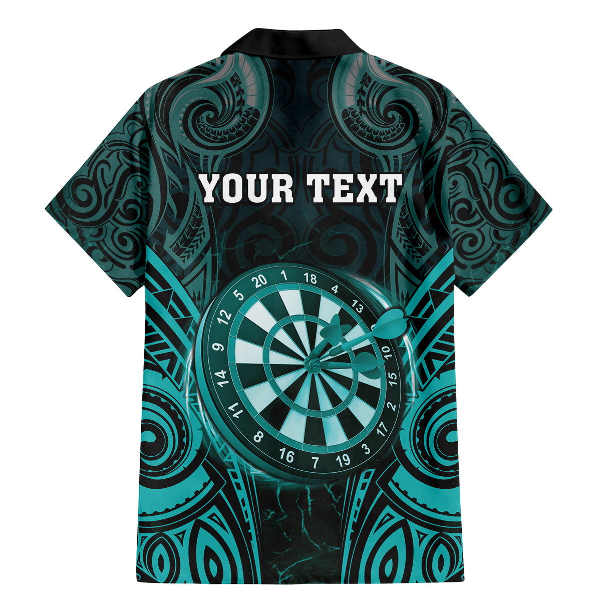 Personalised New Zealand Darts Family Matching Mermaid Dress and Hawaiian Shirt Turquoise Dart Board Maori Pattern LT05 - Polynesian Pride