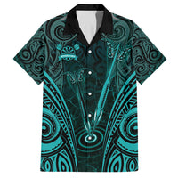 Personalised New Zealand Darts Family Matching Off Shoulder Maxi Dress and Hawaiian Shirt Turquoise Dart Board Maori Pattern LT05 Dad's Shirt - Short Sleeve Turquoise - Polynesian Pride