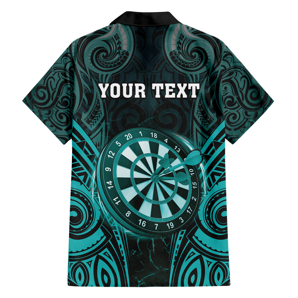 Personalised New Zealand Darts Family Matching Off Shoulder Maxi Dress and Hawaiian Shirt Turquoise Dart Board Maori Pattern LT05 - Polynesian Pride