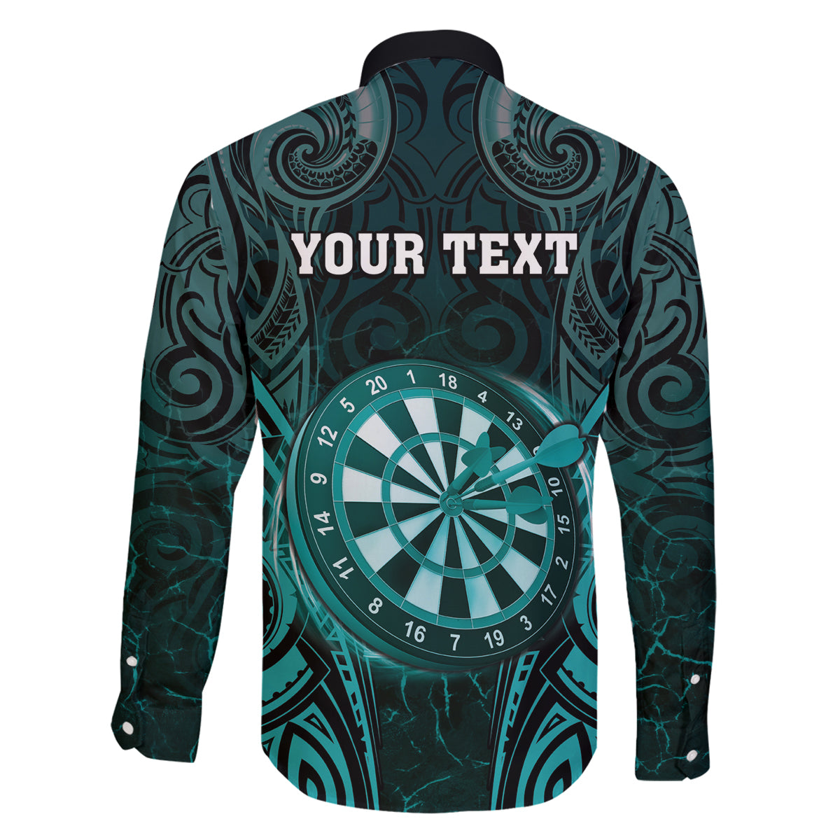 Personalised New Zealand Darts Family Matching Off Shoulder Short Dress and Hawaiian Shirt Turquoise Dart Board Maori Pattern LT05 - Polynesian Pride