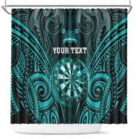 Personalised New Zealand Darts Shower Curtain Turquoise Dart Board Maori Pattern LT05 Turquoise - Polynesian Pride