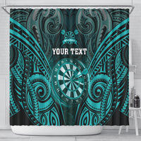 Personalised New Zealand Darts Shower Curtain Turquoise Dart Board Maori Pattern LT05 - Polynesian Pride