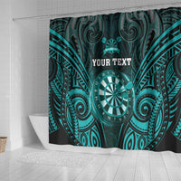 Personalised New Zealand Darts Shower Curtain Turquoise Dart Board Maori Pattern LT05 - Polynesian Pride