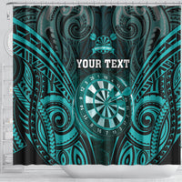 Personalised New Zealand Darts Shower Curtain Turquoise Dart Board Maori Pattern LT05 - Polynesian Pride
