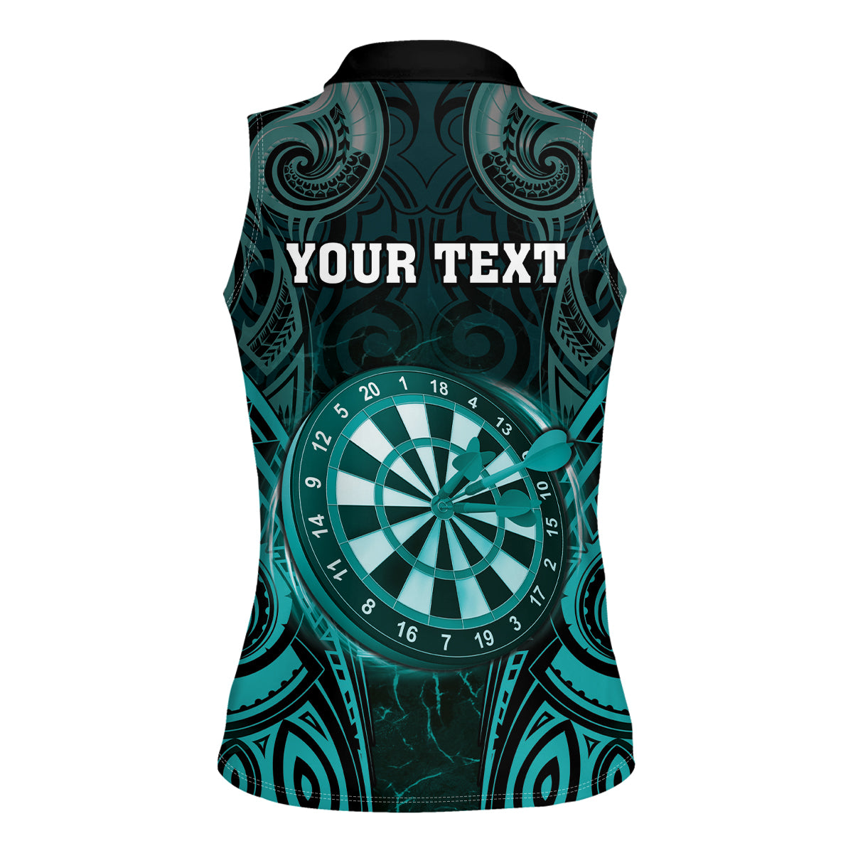 Personalised New Zealand Darts Women Sleeveless Polo Shirt Turquoise Dart Board Maori Pattern LT05 - Polynesian Pride