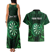 Personalised New Zealand Darts Couples Matching Tank Maxi Dress and Hawaiian Shirt Green Dart Board Maori Pattern LT05 - Polynesian Pride