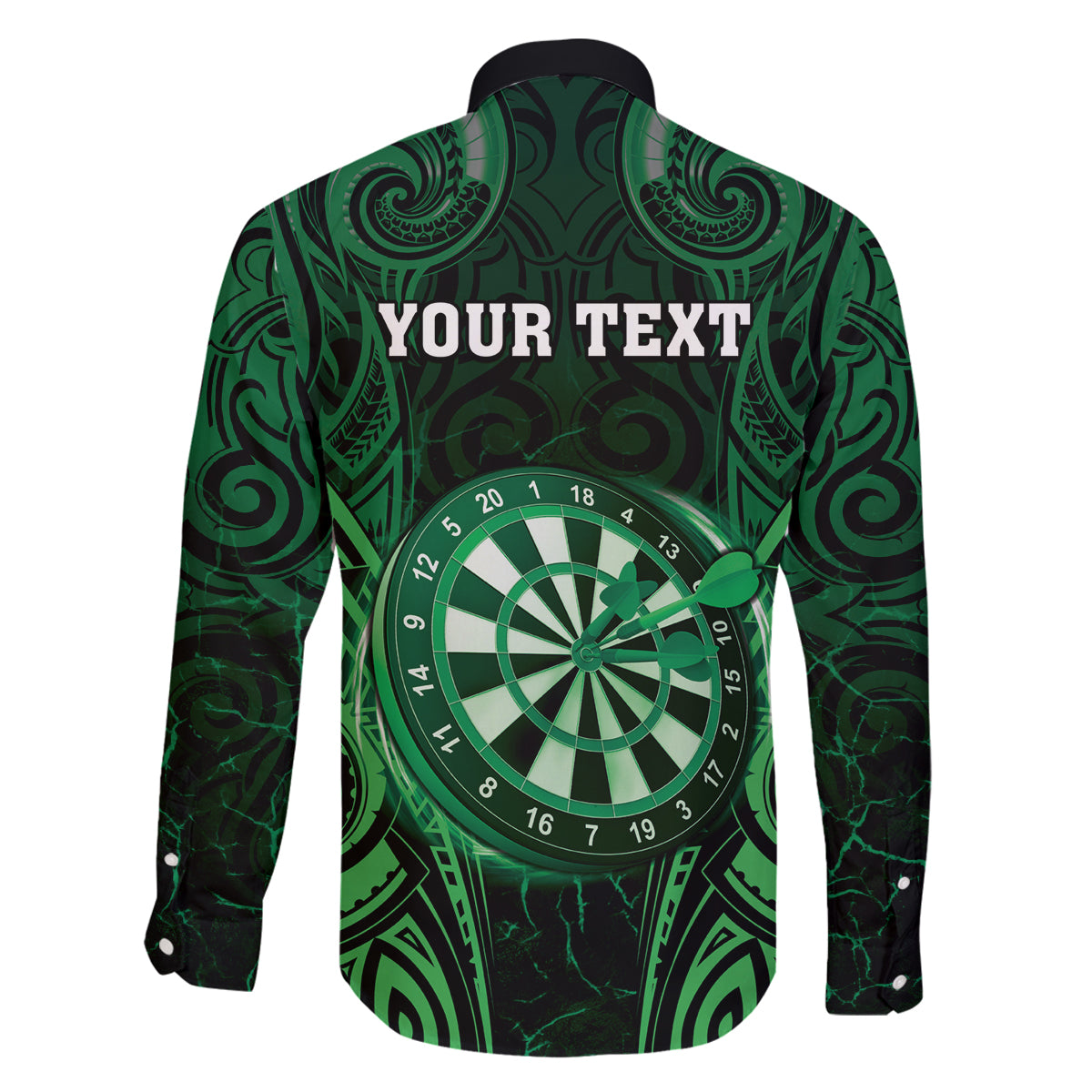 Personalised New Zealand Darts Family Matching Long Sleeve Bodycon Dress and Hawaiian Shirt Green Dart Board Maori Pattern LT05 - Polynesian Pride