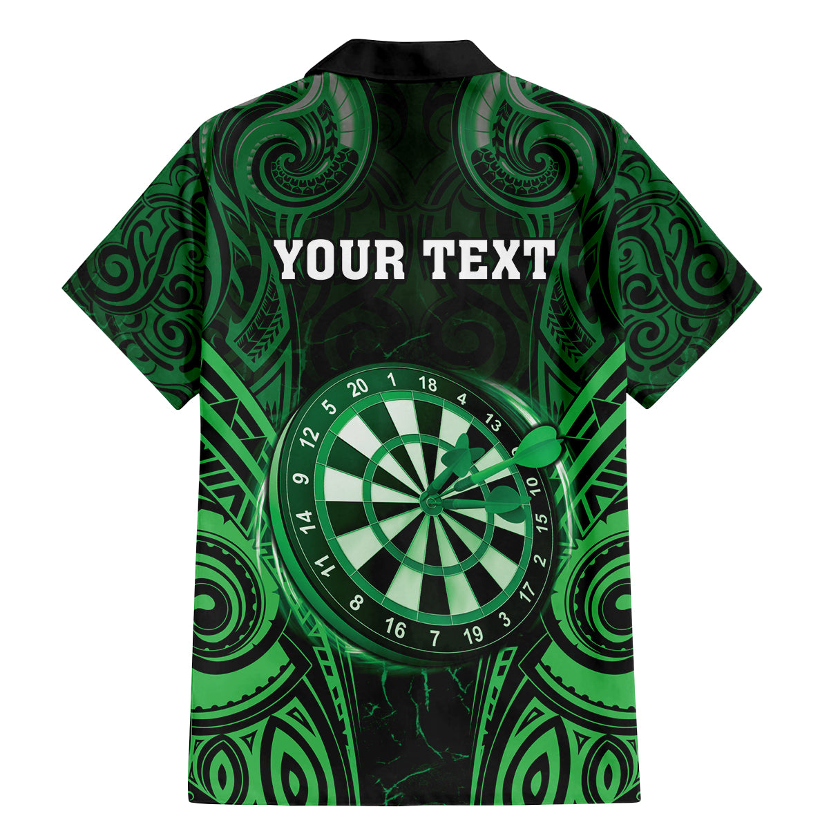 Personalised New Zealand Darts Family Matching Mermaid Dress and Hawaiian Shirt Green Dart Board Maori Pattern LT05 - Polynesian Pride