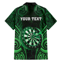 Personalised New Zealand Darts Family Matching Off Shoulder Maxi Dress and Hawaiian Shirt Green Dart Board Maori Pattern LT05 - Polynesian Pride
