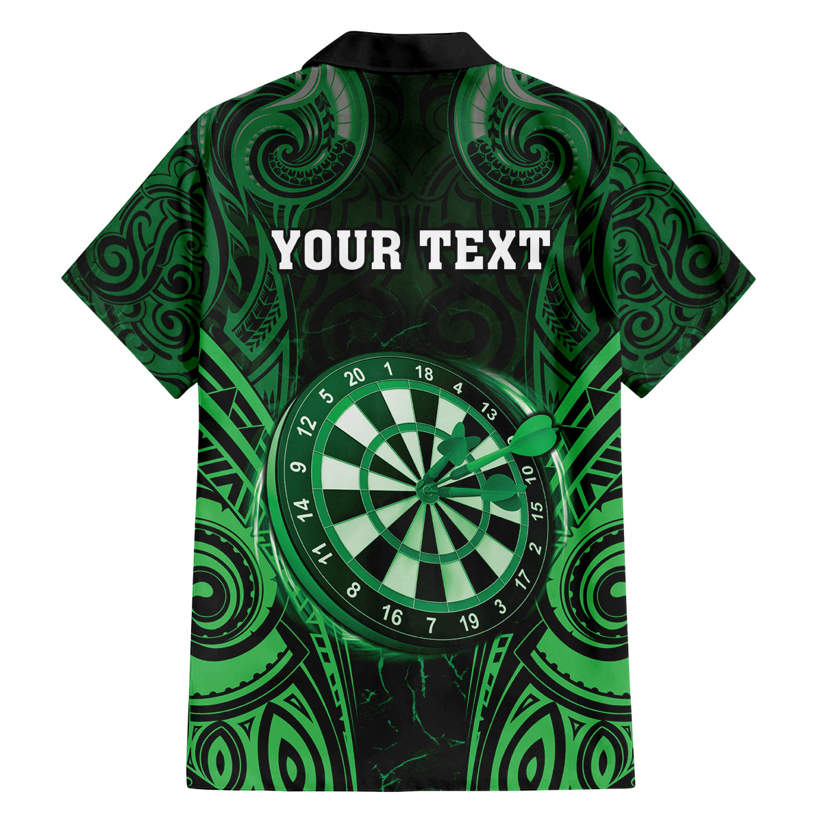 Personalised New Zealand Darts Family Matching Off Shoulder Short Dress and Hawaiian Shirt Green Dart Board Maori Pattern LT05 - Polynesian Pride