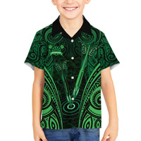 Personalised New Zealand Darts Family Matching Tank Maxi Dress and Hawaiian Shirt Green Dart Board Maori Pattern LT05 Son's Shirt Green - Polynesian Pride