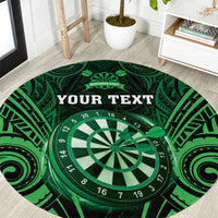 Personalised New Zealand Darts Round Carpet Green Dart Board Maori Pattern LT05 Green - Polynesian Pride