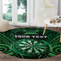 Personalised New Zealand Darts Round Carpet Green Dart Board Maori Pattern LT05 - Polynesian Pride