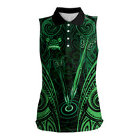 Personalised New Zealand Darts Women Sleeveless Polo Shirt Green Dart Board Maori Pattern LT05 Female Green - Polynesian Pride