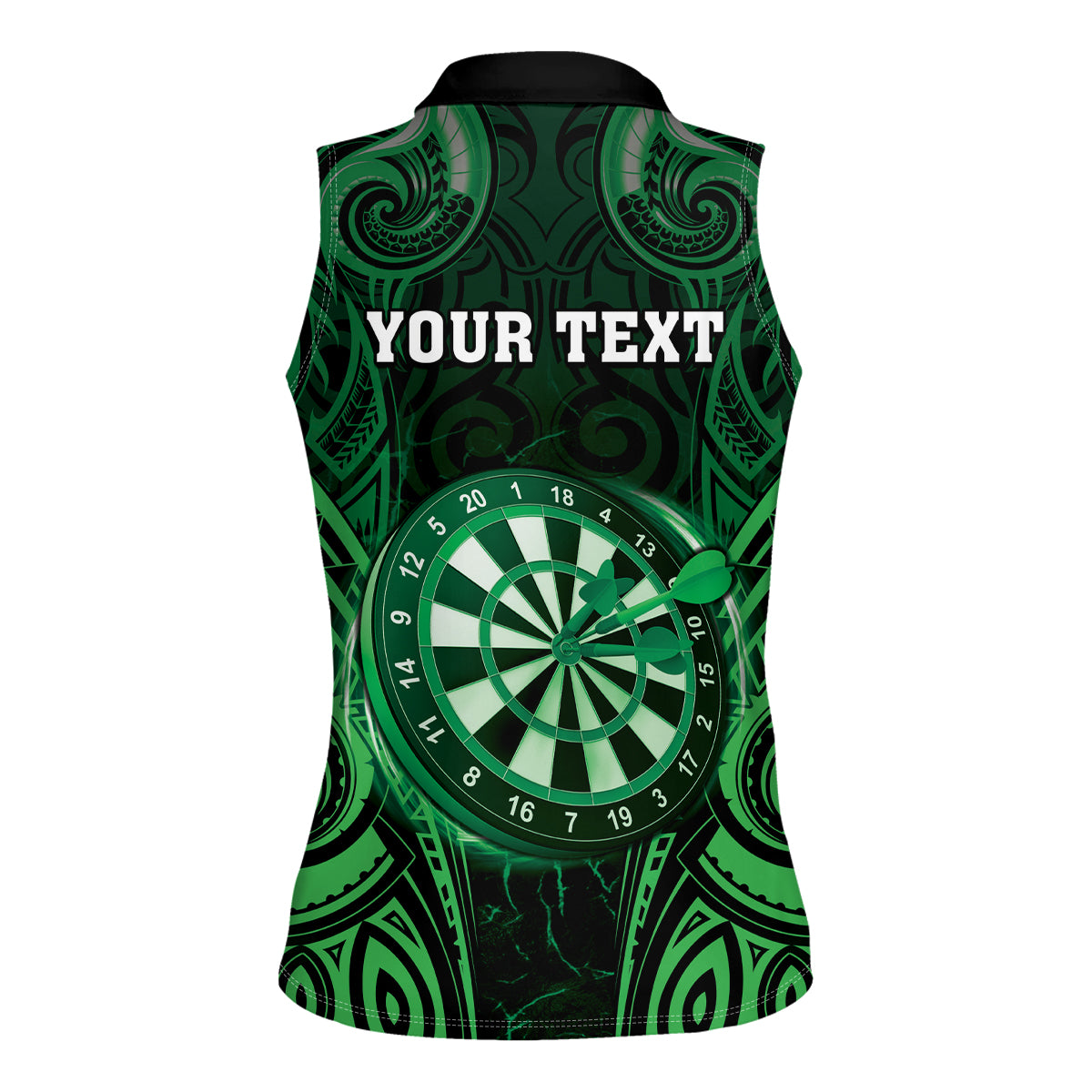 Personalised New Zealand Darts Women Sleeveless Polo Shirt Green Dart Board Maori Pattern LT05 - Polynesian Pride