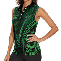 Personalised New Zealand Darts Women Sleeveless Polo Shirt Green Dart Board Maori Pattern LT05 - Polynesian Pride