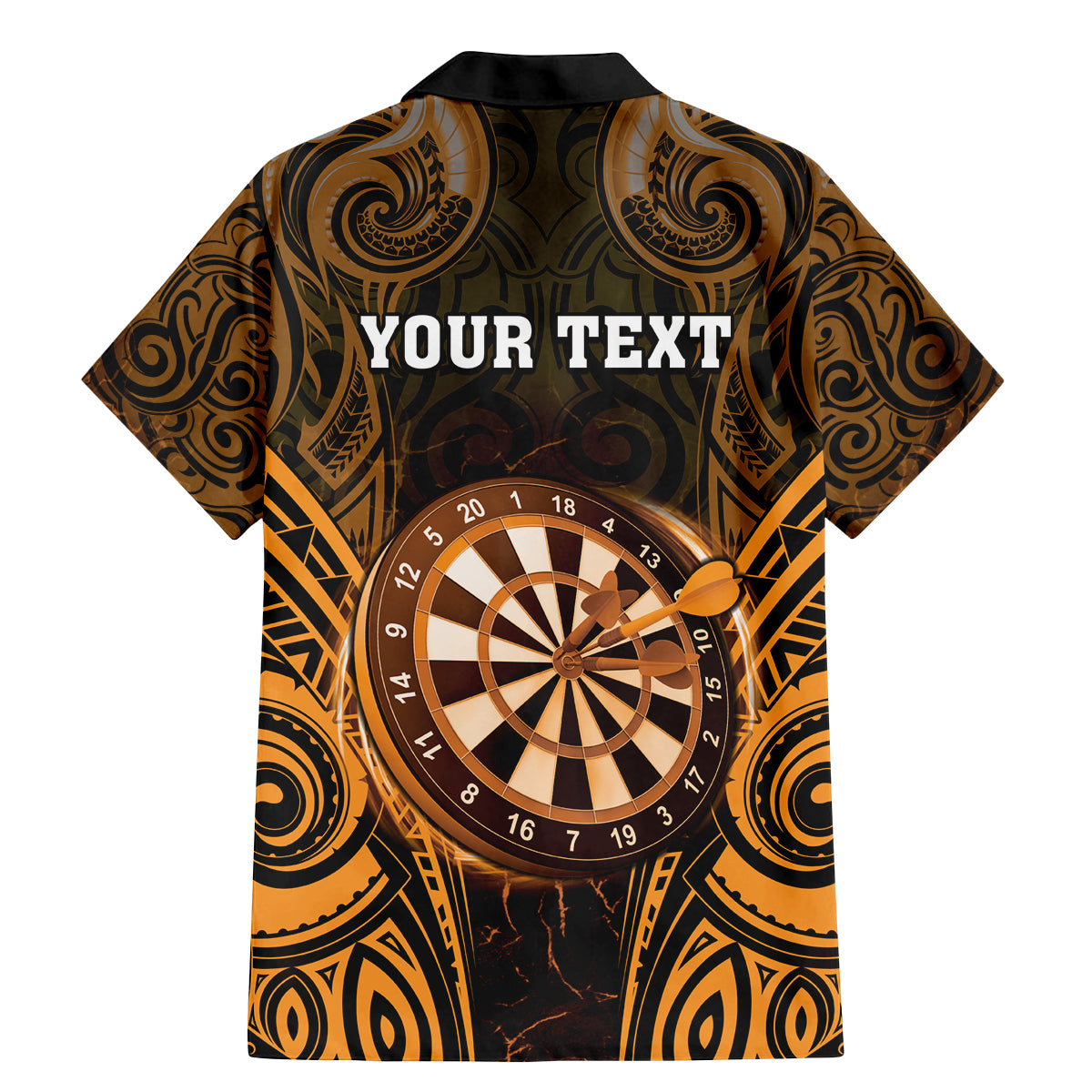 Personalised New Zealand Darts Family Matching Mermaid Dress and Hawaiian Shirt Gold Dart Board Maori Pattern LT05 - Polynesian Pride