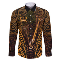 Personalised New Zealand Darts Family Matching Short Sleeve Bodycon Dress and Hawaiian Shirt Gold Dart Board Maori Pattern LT05 Dad's Shirt - Long Sleeve Gold - Polynesian Pride