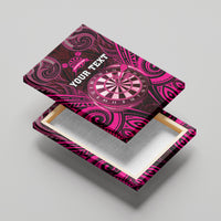Personalised New Zealand Darts Canvas Wall Art Pink Dart Board Maori Pattern
