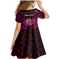 Personalised New Zealand Darts Family Matching Mermaid Dress and Hawaiian Shirt Pink Dart Board Maori Pattern LT05 - Polynesian Pride