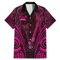 Personalised New Zealand Darts Family Matching Mermaid Dress and Hawaiian Shirt Pink Dart Board Maori Pattern LT05 Dad's Shirt - Short Sleeve Pink - Polynesian Pride