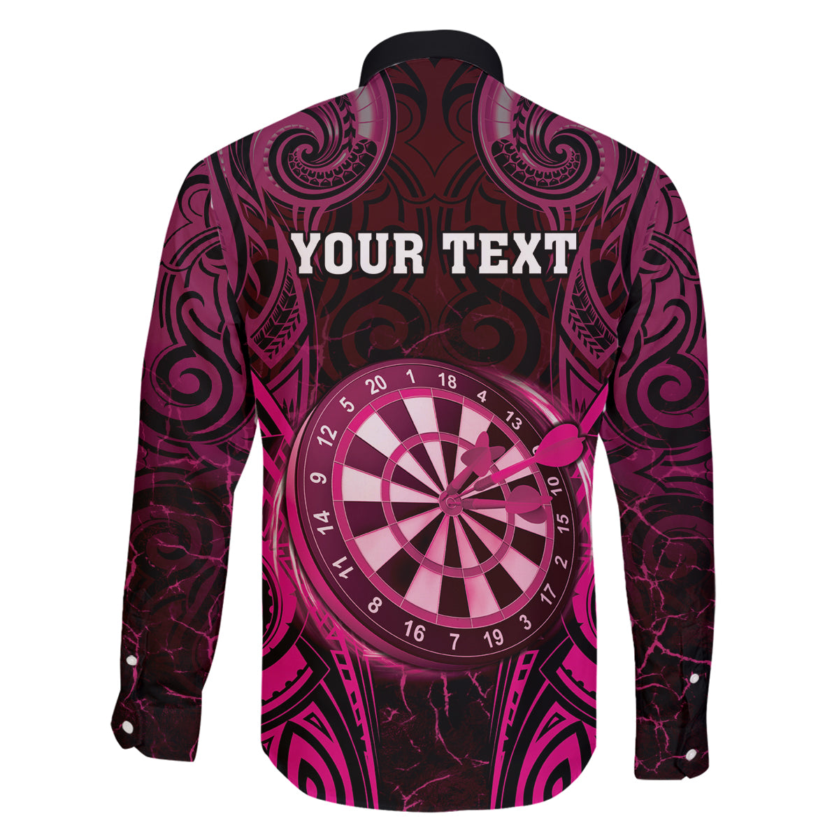 Personalised New Zealand Darts Family Matching Off Shoulder Maxi Dress and Hawaiian Shirt Pink Dart Board Maori Pattern LT05 - Polynesian Pride