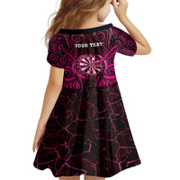 Personalised New Zealand Darts Family Matching Off Shoulder Short Dress and Hawaiian Shirt Pink Dart Board Maori Pattern LT05 - Polynesian Pride
