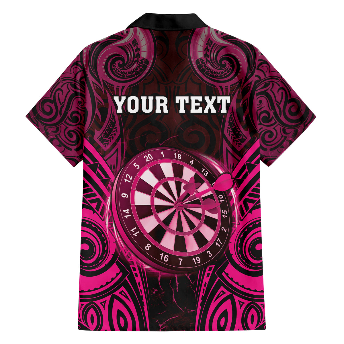 Personalised New Zealand Darts Family Matching Off Shoulder Short Dress and Hawaiian Shirt Pink Dart Board Maori Pattern LT05 - Polynesian Pride