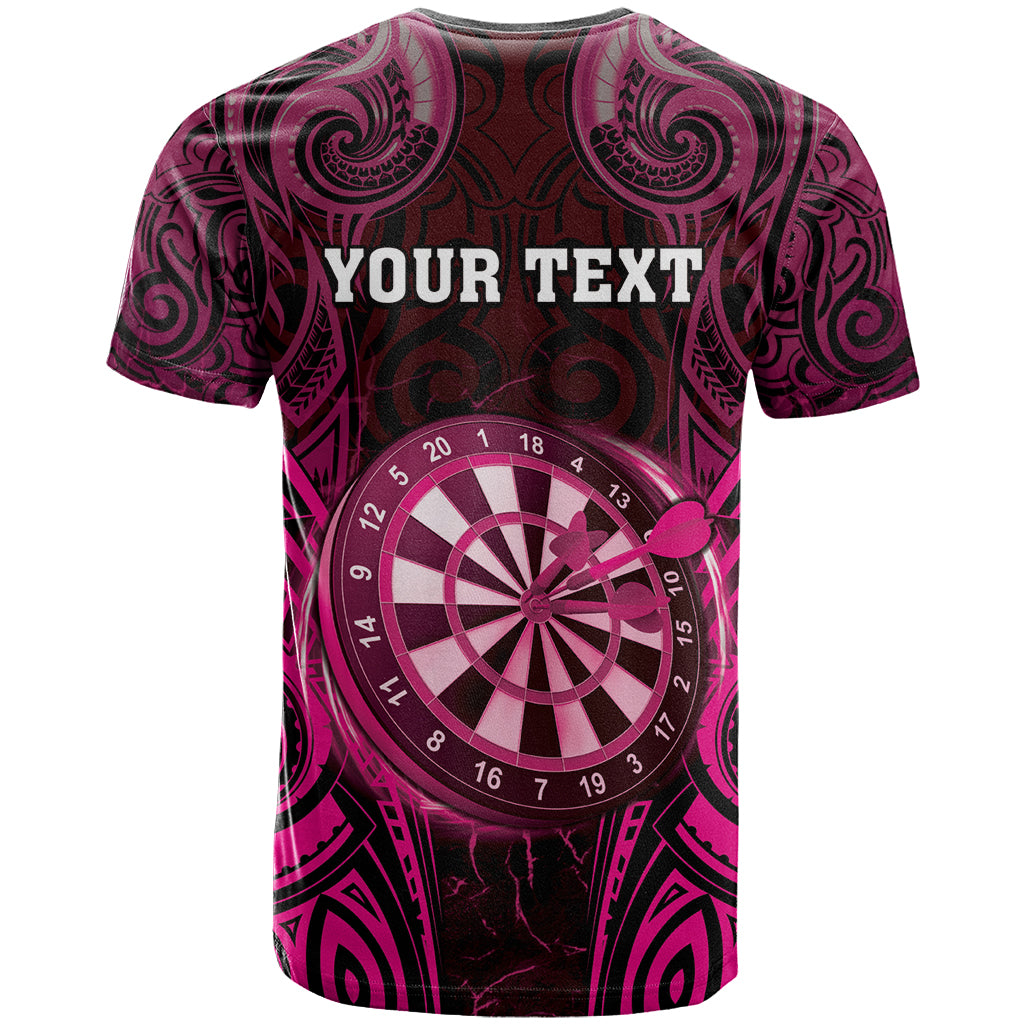 Personalised New Zealand Darts T Shirt Pink Dart Board Maori Pattern