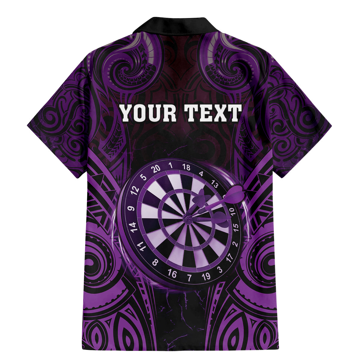 Personalised New Zealand Darts Family Matching Mermaid Dress and Hawaiian Shirt Purple Dart Board Maori Pattern LT05 - Polynesian Pride