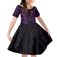 Personalised New Zealand Darts Family Matching Off Shoulder Maxi Dress and Hawaiian Shirt Purple Dart Board Maori Pattern LT05 Daughter's Dress Purple - Polynesian Pride