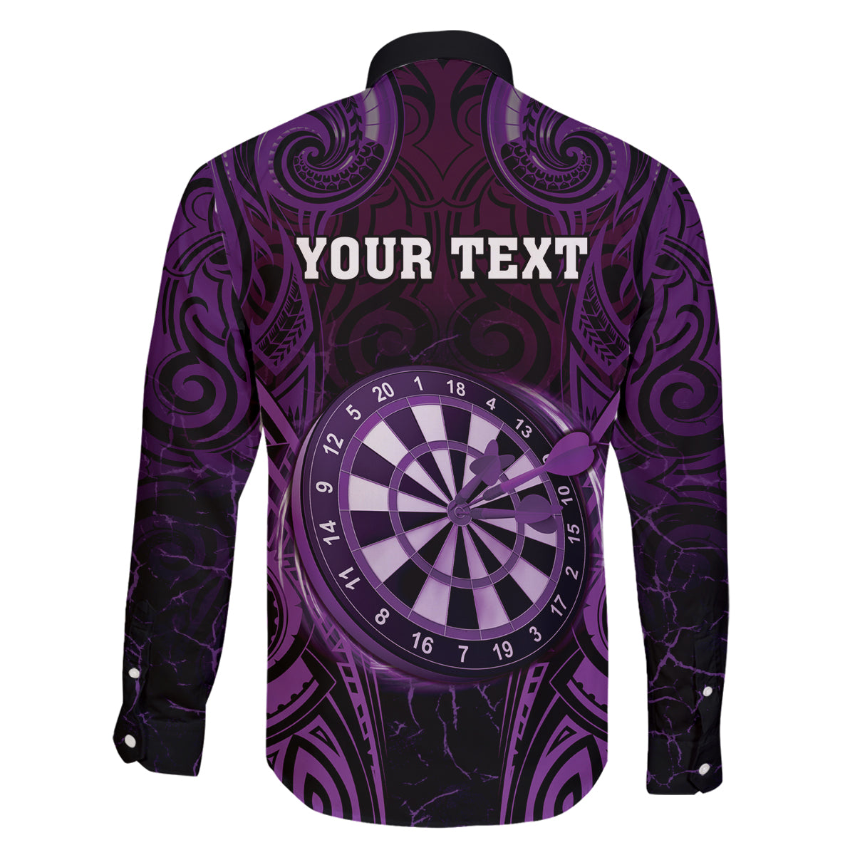 Personalised New Zealand Darts Family Matching Off Shoulder Maxi Dress and Hawaiian Shirt Purple Dart Board Maori Pattern LT05 - Polynesian Pride