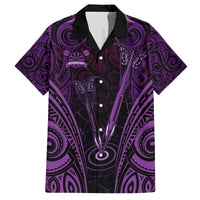 Personalised New Zealand Darts Family Matching Puletasi and Hawaiian Shirt Purple Dart Board Maori Pattern LT05 Dad's Shirt - Short Sleeve Purple - Polynesian Pride