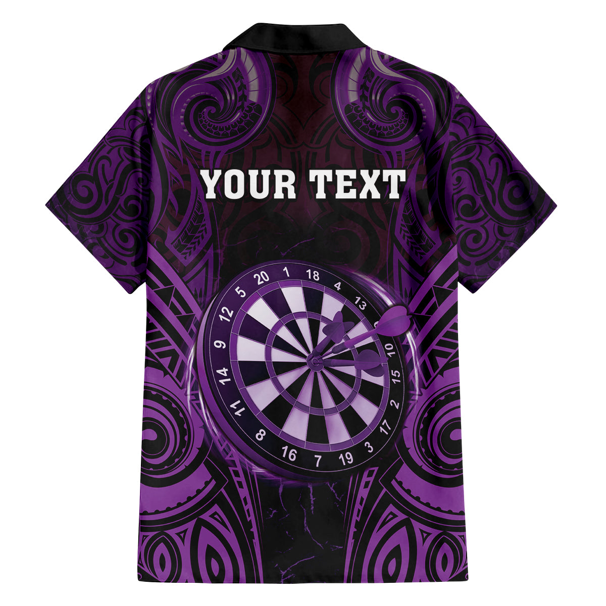 Personalised New Zealand Darts Family Matching Tank Maxi Dress and Hawaiian Shirt Purple Dart Board Maori Pattern LT05 - Polynesian Pride